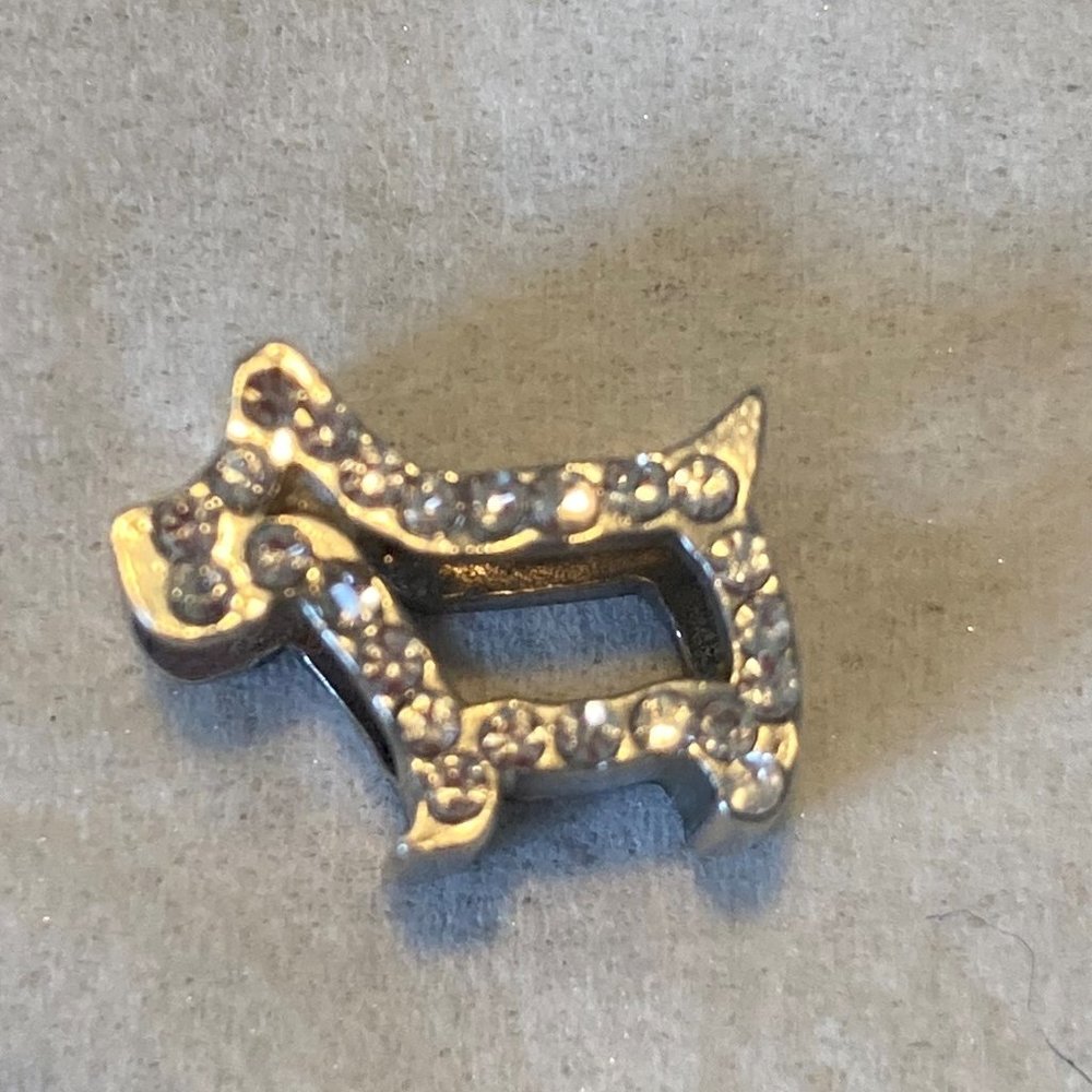 Pandora like silver dog charm with cz stones